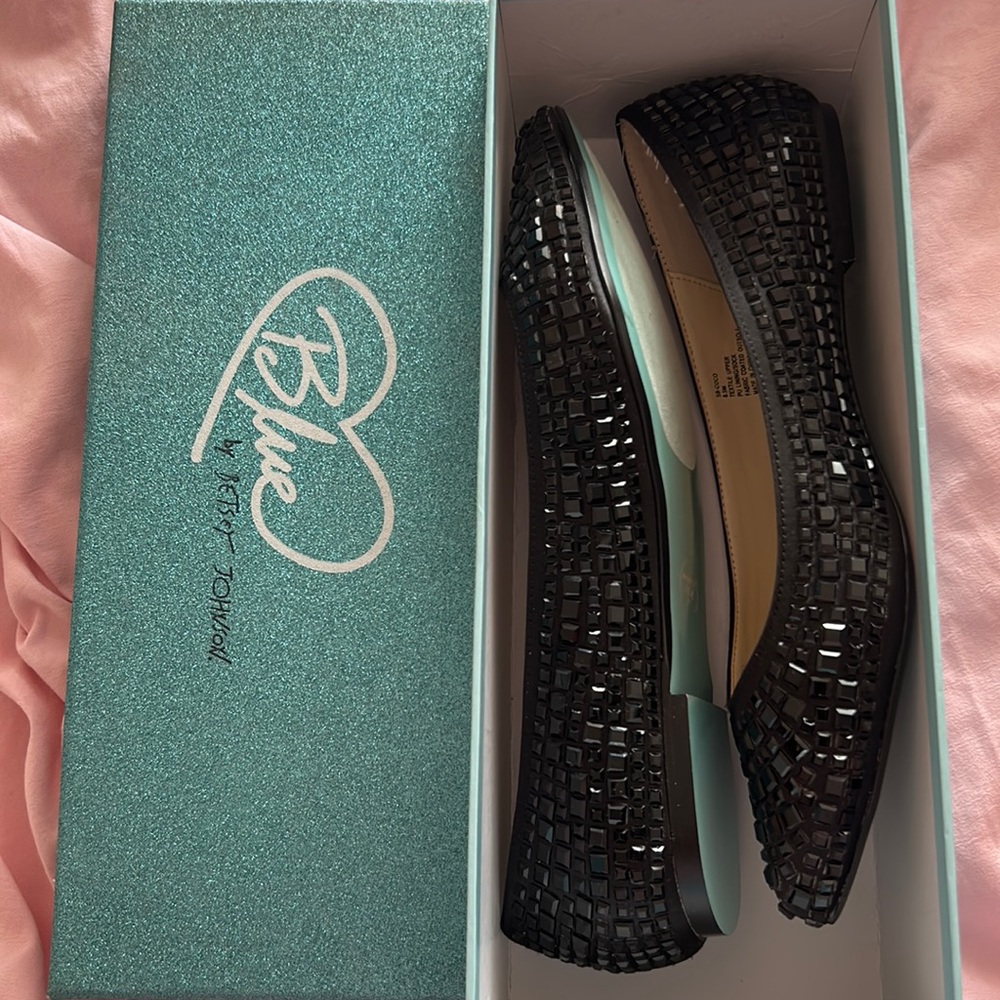 Betsey Johnson blue bottom, Coco black flats Size 8.5